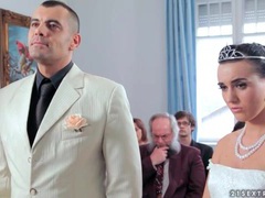 Find-Best-Pantyhose.com presents: Sexy bride licks his shoes and sucks his cock
