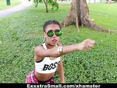 Find-Best-Pantyhose.com presents: Exxxtrasmall - cute tiny ebony bounces on big cock