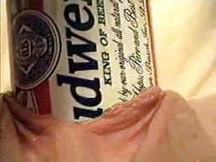 Find-Best-Pantyhose.com presents: Extreme object insertion using a budweiser beer can