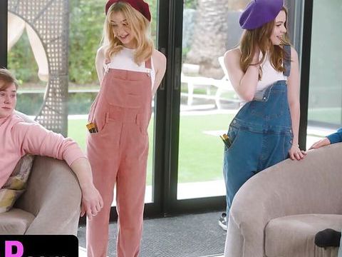 Find-Best-Pantyhose.com presents: Step sisters demi hawks & adrianna jade ride step brothers' big fat cocks during art class - sisswap