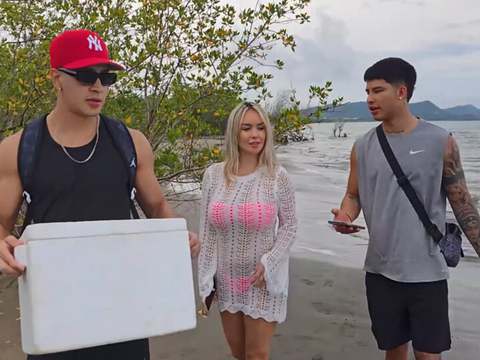 Find-Best-Pantyhose.com presents: Threesome on the beach with stepbrothers - danner mendez - tatiana alvarez - max betancur