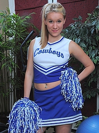 Find-Best-Pantyhose.com presents: Cheerleader Kristi Kay drops pompoms and gets naked