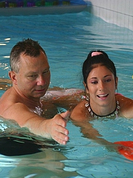 Find-Best-Pantyhose.com presents: Brunette teenage beauty fucked by a horny swim teaching paps