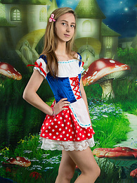 Find-Best-Pantyhose.com presents: Very hot blonde teen beauty in an adorable outfit slowly takes it off to reveal her nice and perky boobs