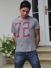 Find-Best-Pantyhose.com presents: Tattooed stud Jeremy stroking his cock outdoors