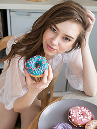 Find-Best-Pantyhose.com presents: If you are a fan of skinny girls, check out how this cute little doll poses and teases totally naked in the kitchen.