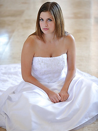 Find-Best-Pantyhose.com presents: Busty glamorous amateur Danielle models wedding gown indoors & by the pool