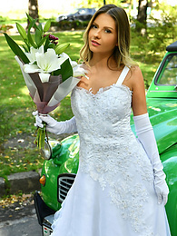 Find-Best-Pantyhose.com presents: Naughty bride Rebecca Volpetti takes a photographer assistant's stiff dick