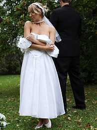 Find-Best-Pantyhose.com presents: Blonde bride Hayley Marie Coppin gets naked on a lawn while taking her vows