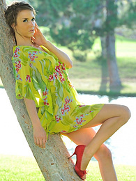 Find-Best-Pantyhose.com presents: Beautiful american cutie Malena Morgan flaunts her sexy butt and plays with a vibrator outdoors